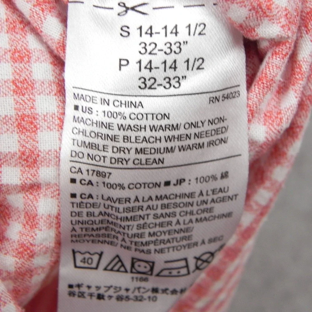 Banana Republic Shirt Mens Small Standard Fit Button Pink Gingham Short Sleeve